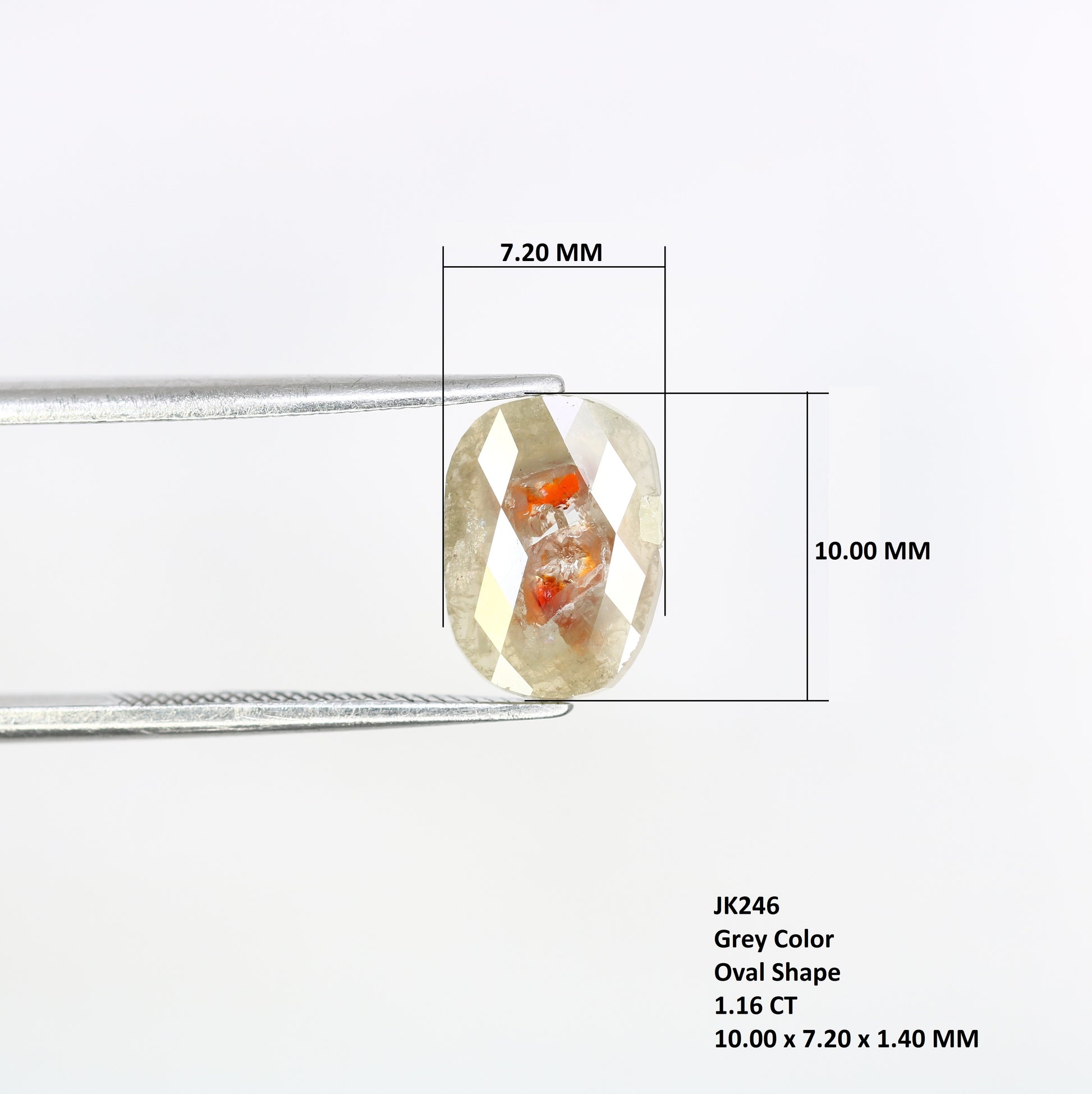 1.16 CT 10.00 MM Oval Shape Loose Grey Natural Diamond For Engagement Ring - JayKrishna Diamond