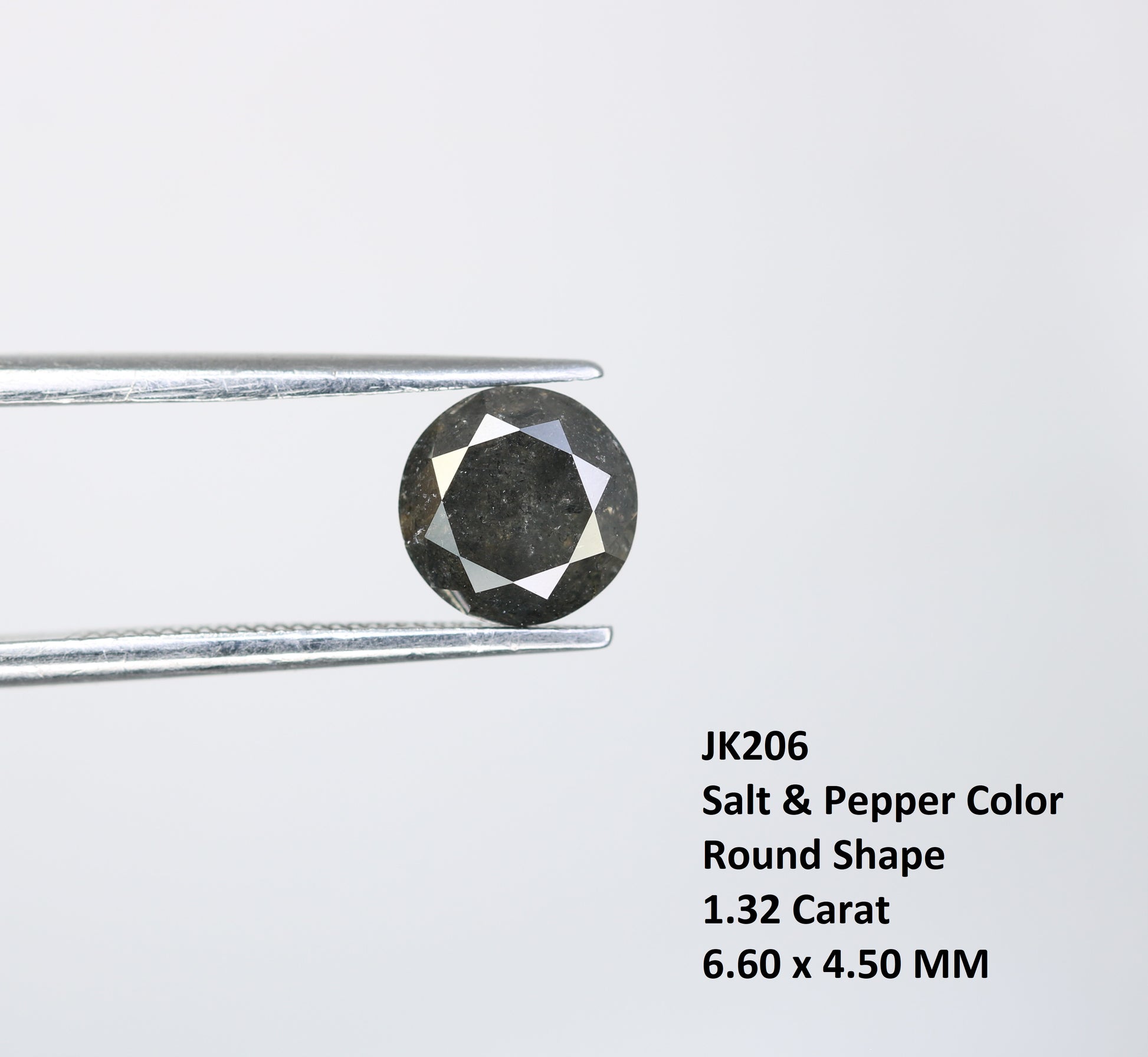 1.32 CT Salt and Pepper Round Brilliant Cut Diamond For Engagement Ring - JayKrishna Diamond
