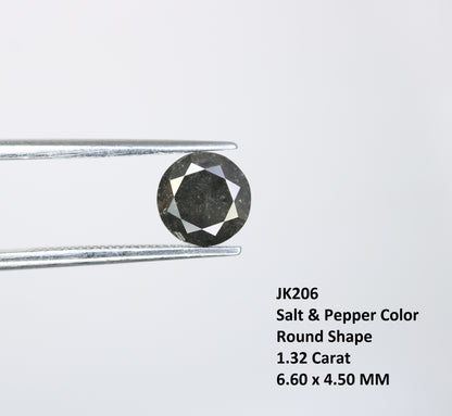 1.32 CT Salt and Pepper Round Brilliant Cut Diamond For Engagement Ring - JayKrishna Diamond