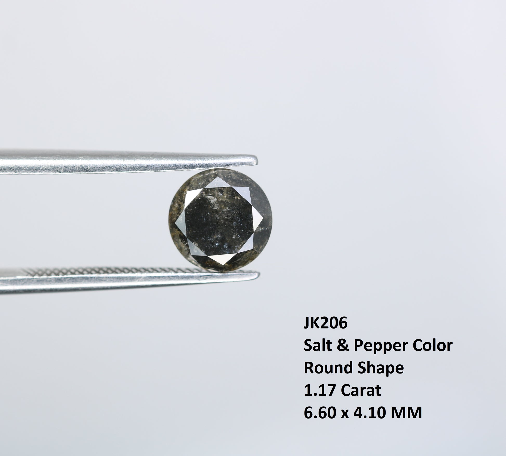 1.17 CT Salt and Pepper Round Brilliant Cut Diamond For Engagement Ring - JayKrishna Diamond