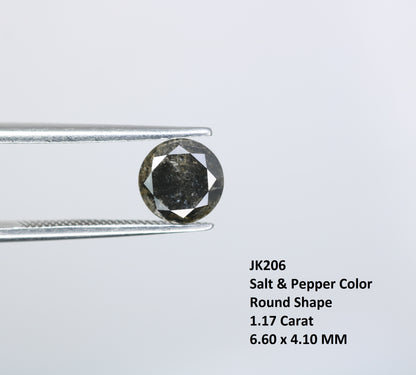 1.17 CT Salt and Pepper Round Brilliant Cut Diamond For Engagement Ring - JayKrishna Diamond