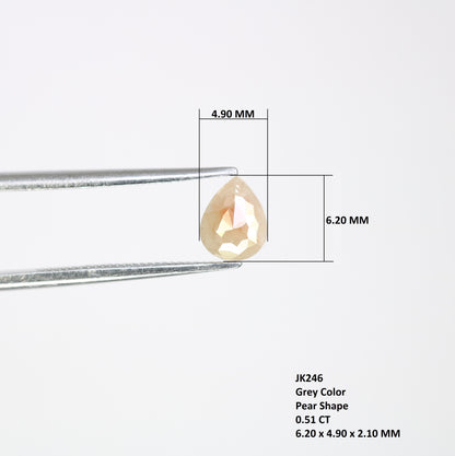 0.51 CT 6.20 MM Pear Shaped Natural Grey Color Fancy Diamond For Designer Ring - JayKrishna Diamond