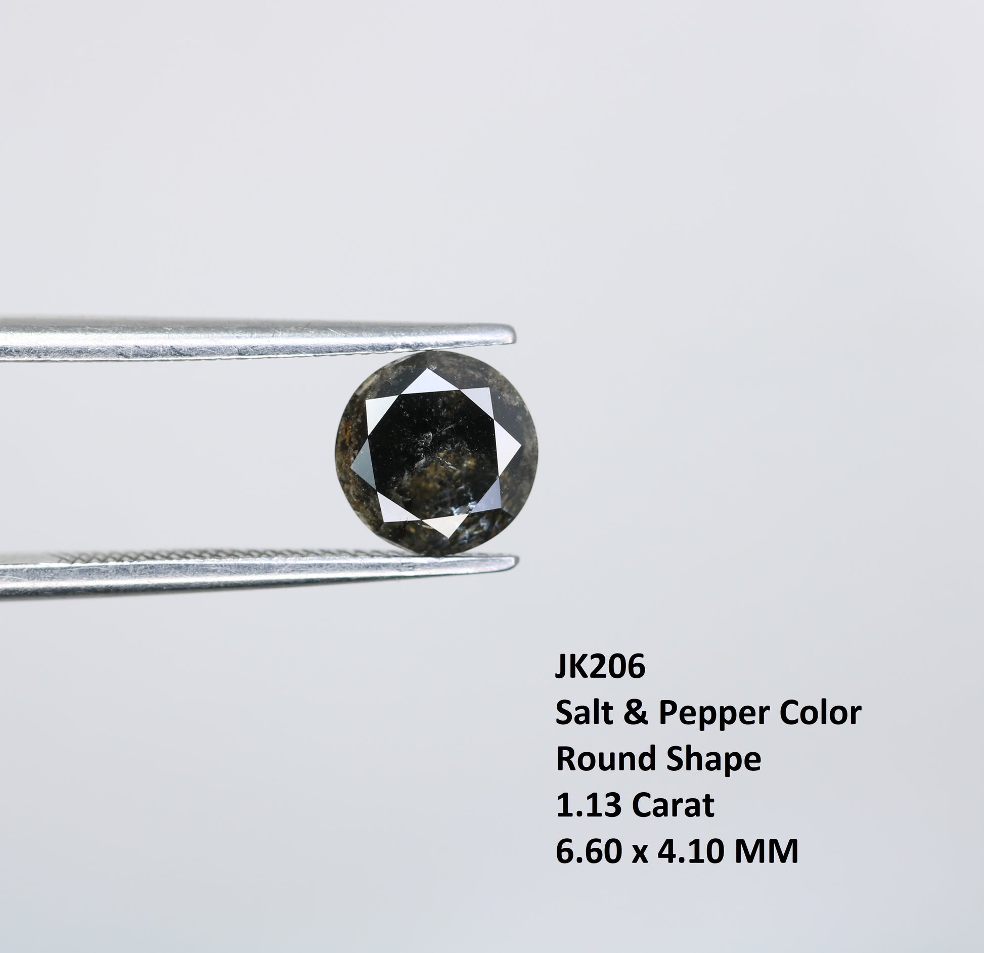 1.13 CT Round Brilliant Cut Salt and Pepper Diamond For Engagement Ring - JayKrishna Diamond