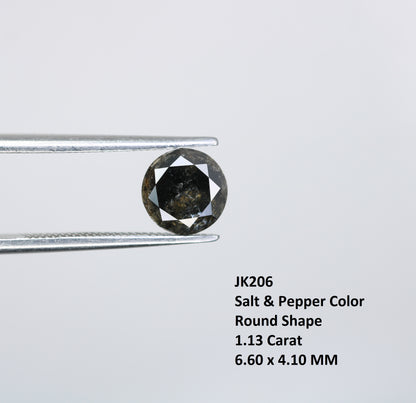 1.13 CT Round Brilliant Cut Salt and Pepper Diamond For Engagement Ring - JayKrishna Diamond