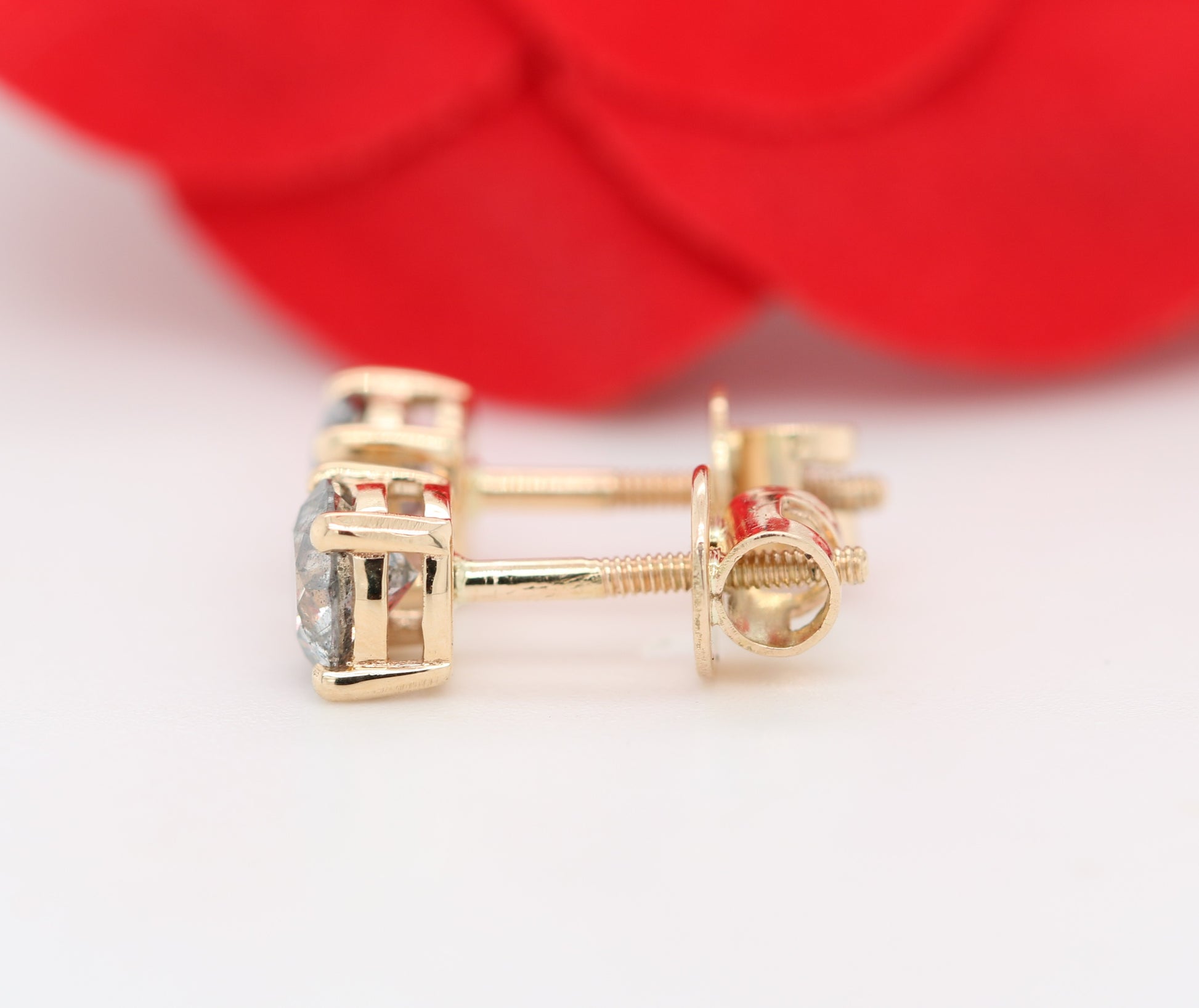 Round Natural Grey Salt And Pepper Galaxy Diamond 14K Gold Earrings for Women - JayKrishna Diamond