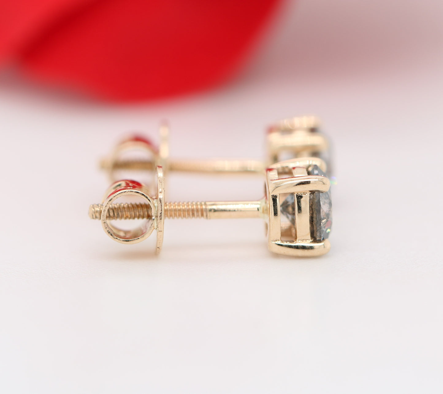 Round Natural Grey Salt And Pepper Galaxy Diamond 14K Gold Earrings for Women - JayKrishna Diamond