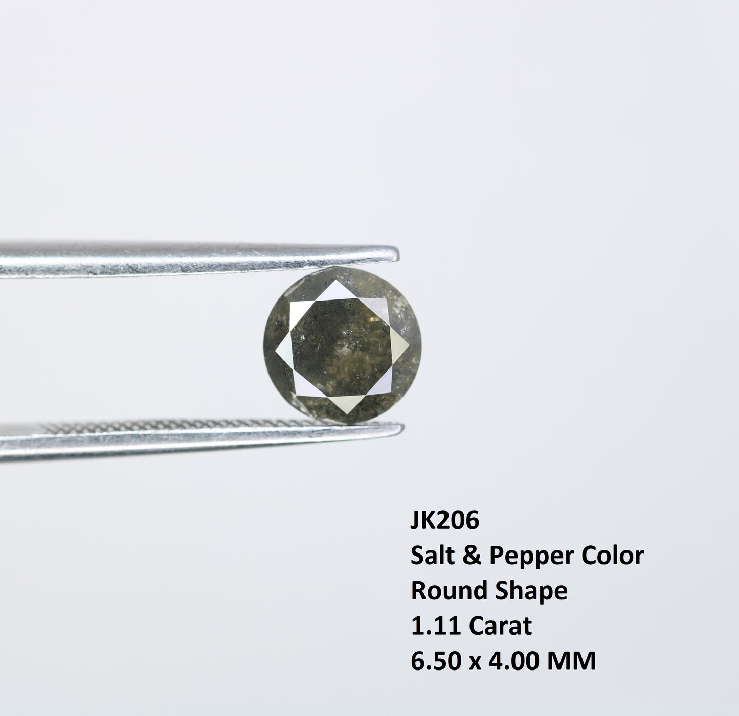 1.11 CT Salt and Pepper Round Brilliant Cut Diamond For Engagement Ring - JayKrishna Diamond