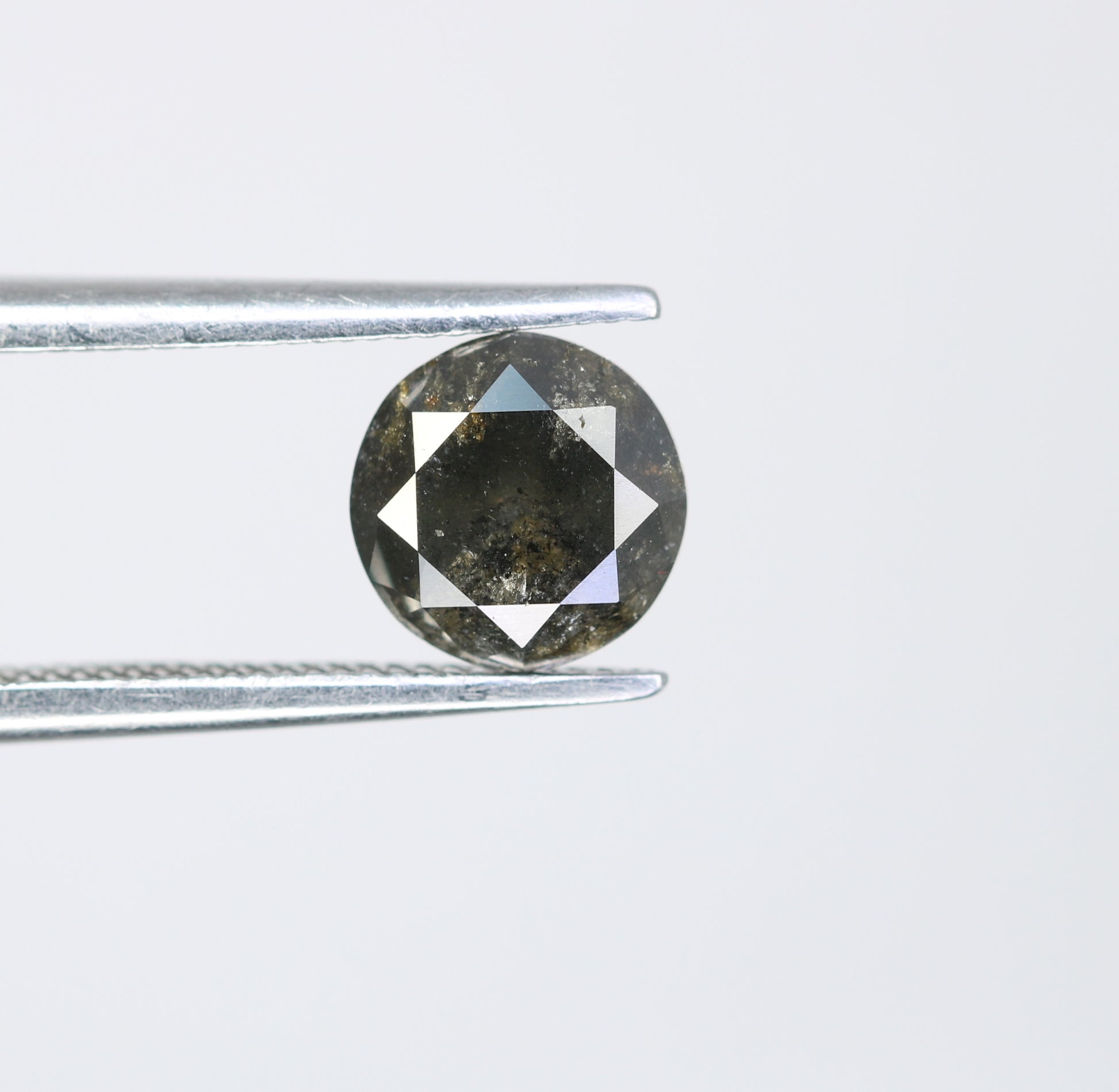 1.03 CT Round Brilliant Cut  Salt and Pepper Diamond For Engagement Ring - JayKrishna Diamond