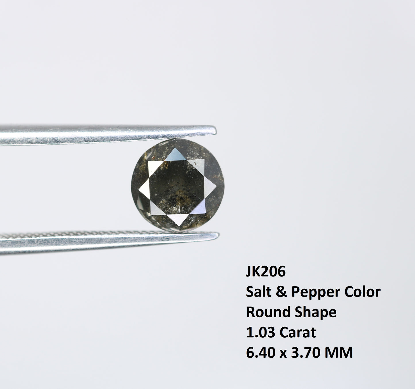 1.03 CT Round Brilliant Cut  Salt and Pepper Diamond For Engagement Ring - JayKrishna Diamond