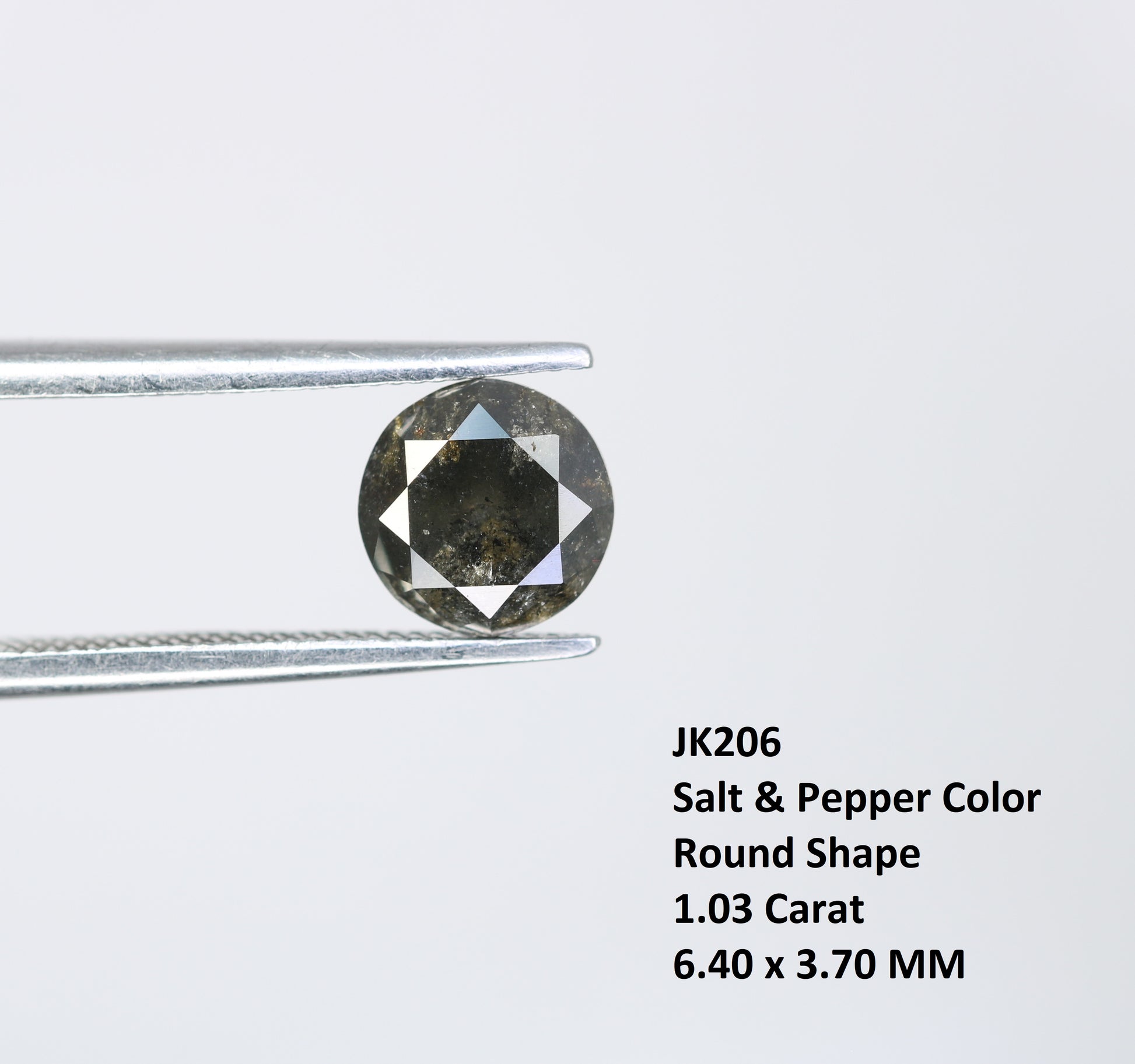1.03 CT Round Brilliant Cut  Salt and Pepper Diamond For Engagement Ring - JayKrishna Diamond
