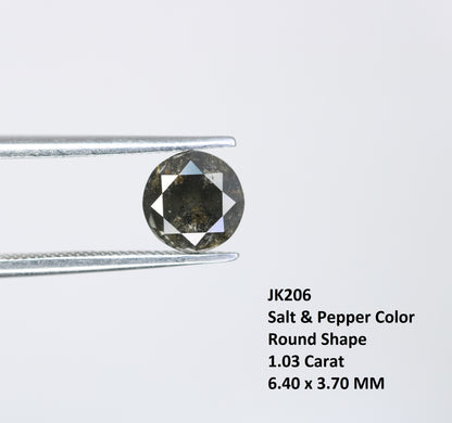 1.03 CT Round Brilliant Cut  Salt and Pepper Diamond For Engagement Ring - JayKrishna Diamond
