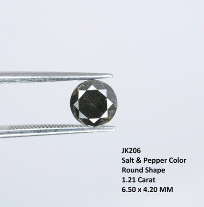 1.21 CT Salt and Pepper Round Brilliant Cut Diamond For Engagement Ring - JayKrishna Diamond