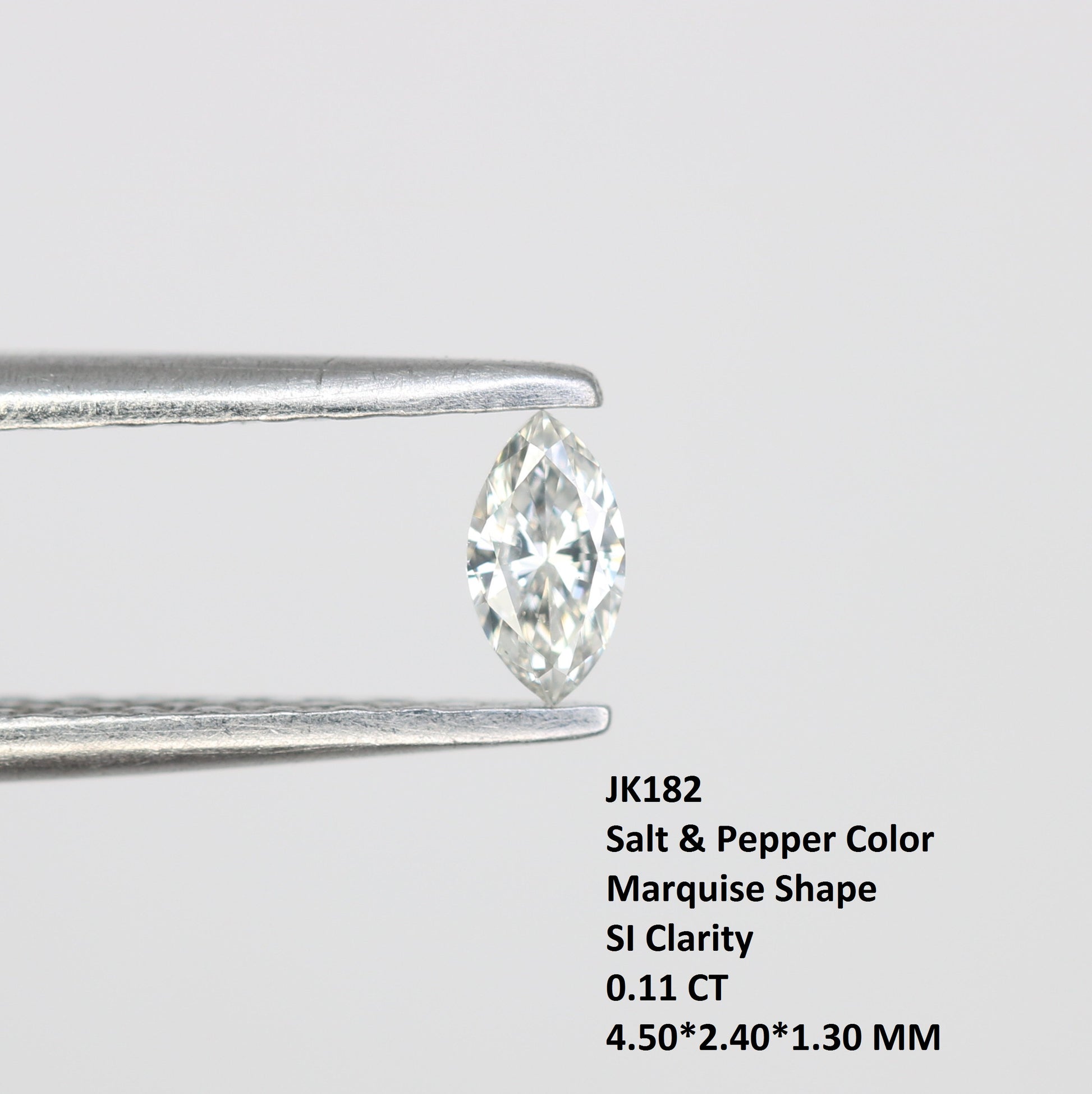 0.11 CT Marquise Shape Salt and Pepper Diamond for Engagements & Custom Jewelry - JayKrishna Diamond