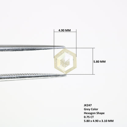 0.75 Carat Natural Loose Grey Hexagon Shaped 5.80 MM Diamond For Engagement Ring - JayKrishna Diamond