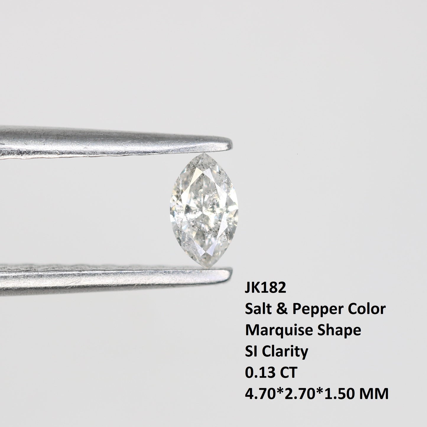 0.13 CT Marquise Shape Salt and Pepper Diamond – Ideal for Engagement Rings, Custom Jewelry, and Unique Designs - JayKrishna Diamond