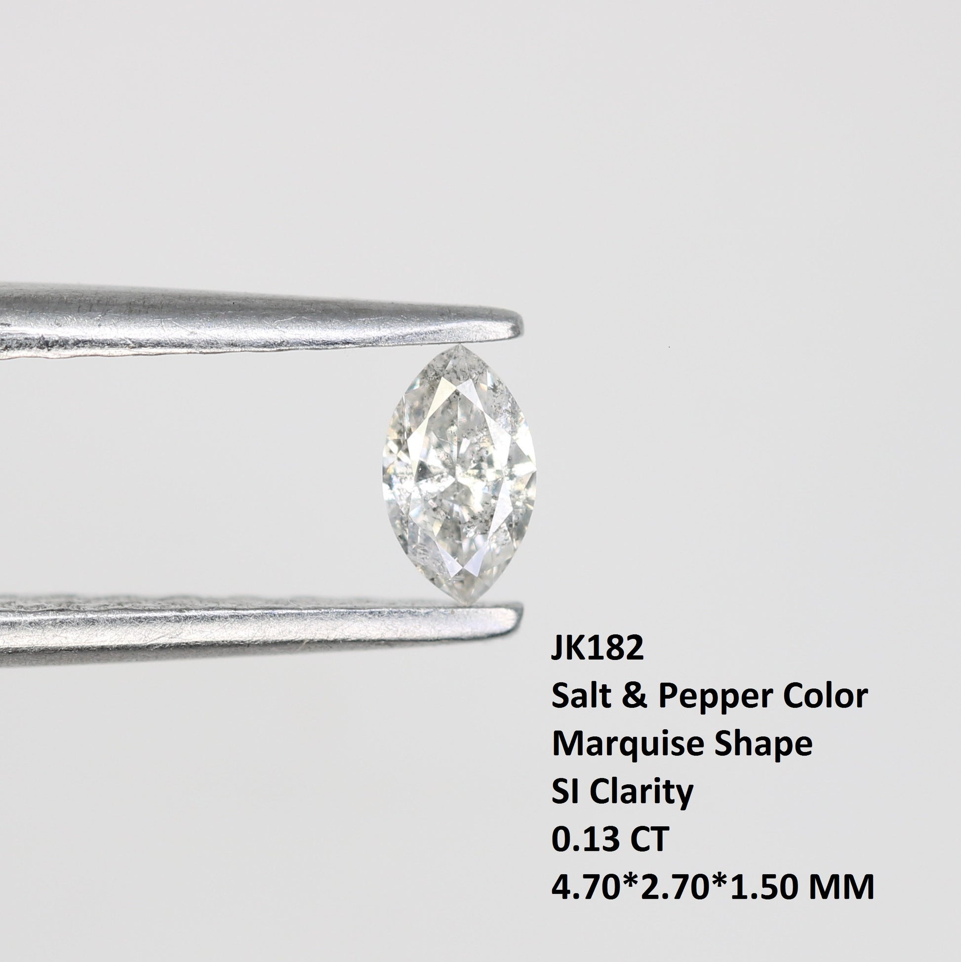 0.13 CT Marquise Shape Salt and Pepper Diamond – Ideal for Engagement Rings, Custom Jewelry, and Unique Designs - JayKrishna Diamond