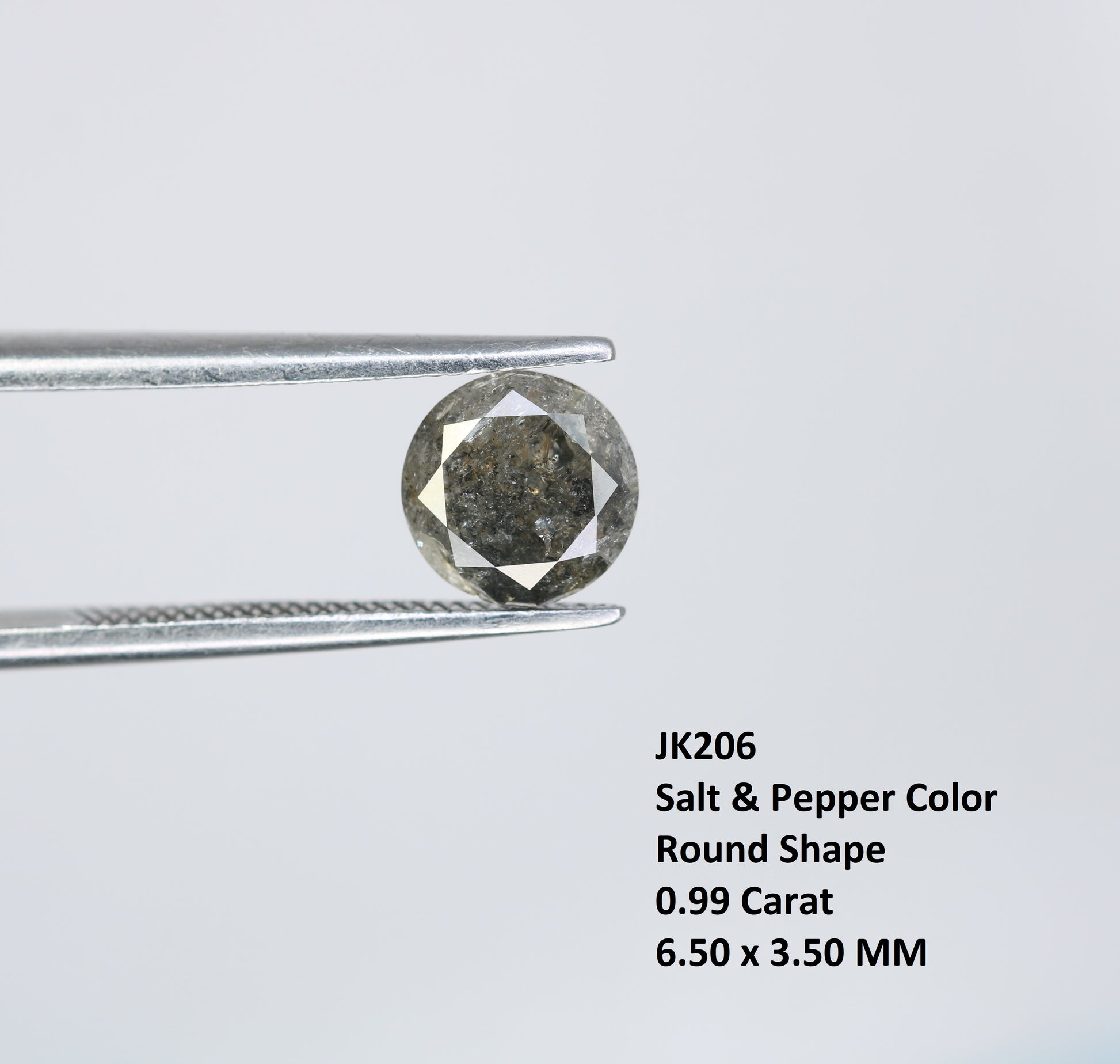 0.99 CT Round Brilliant Cut Salt and Pepper Diamond For Engagement Ring - JayKrishna Diamond
