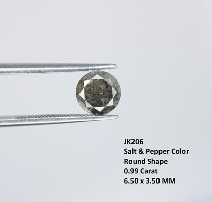 0.99 CT Round Brilliant Cut Salt and Pepper Diamond For Engagement Ring - JayKrishna Diamond