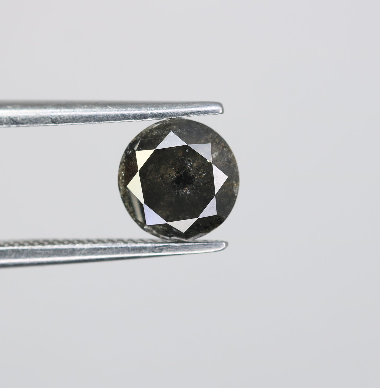 1.13 CT Loose Round Brilliant Cut Fancy Salt And Pepper Natural Diamond For Engagement Ring - JayKrishna Diamond