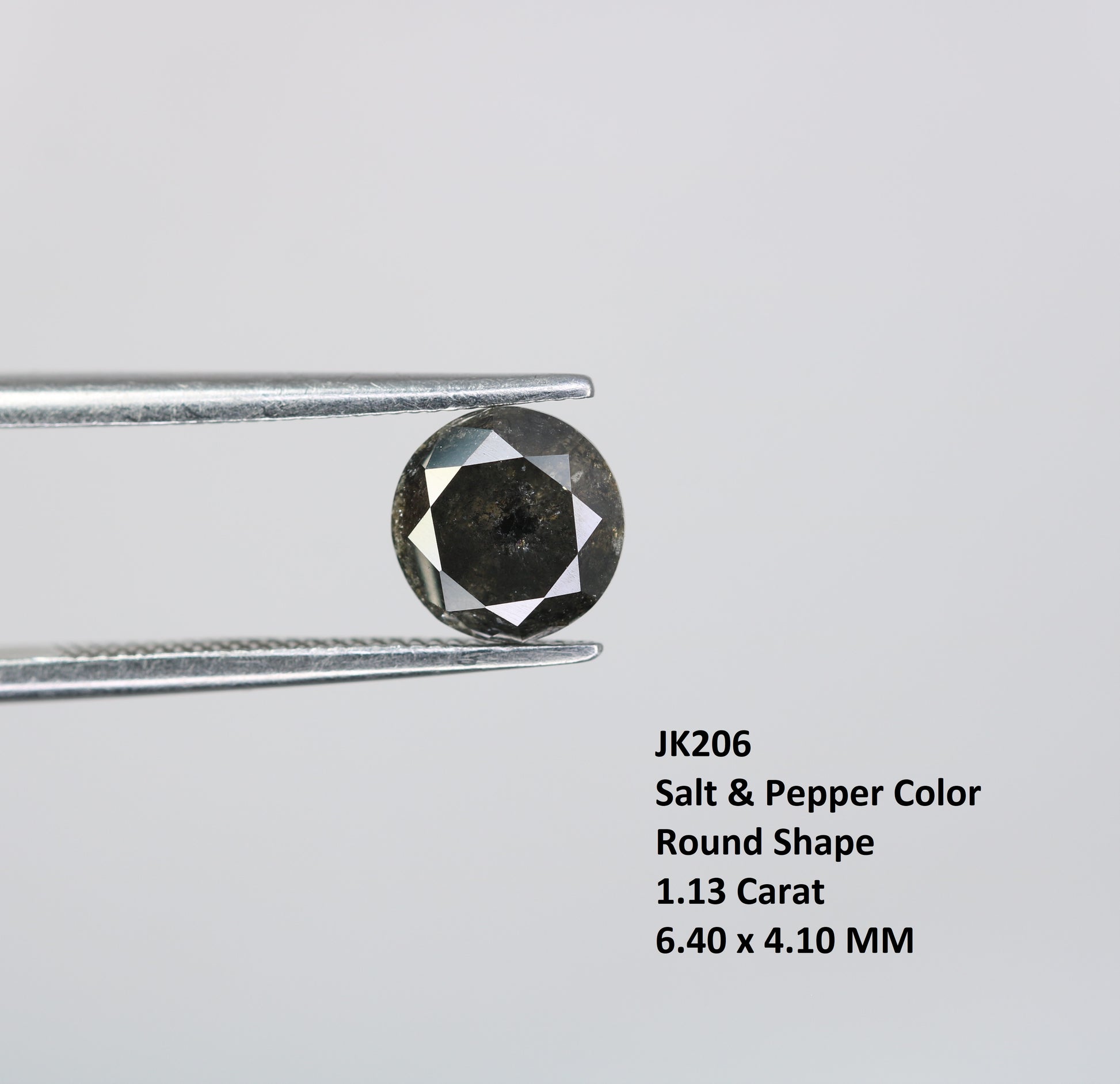 1.13 CT Loose Round Brilliant Cut Fancy Salt And Pepper Natural Diamond For Engagement Ring - JayKrishna Diamond