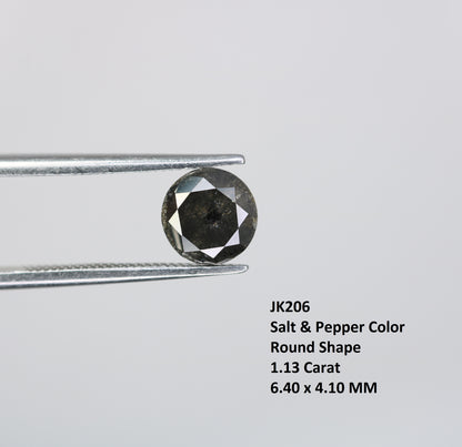 1.13 CT Loose Round Brilliant Cut Fancy Salt And Pepper Natural Diamond For Engagement Ring - JayKrishna Diamond