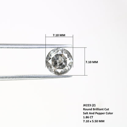 Round Brilliant Cut Loose Diamond 1.86 Carat Natural Salt And Pepper Diamond For Galaxy Ring - JayKrishna Diamond