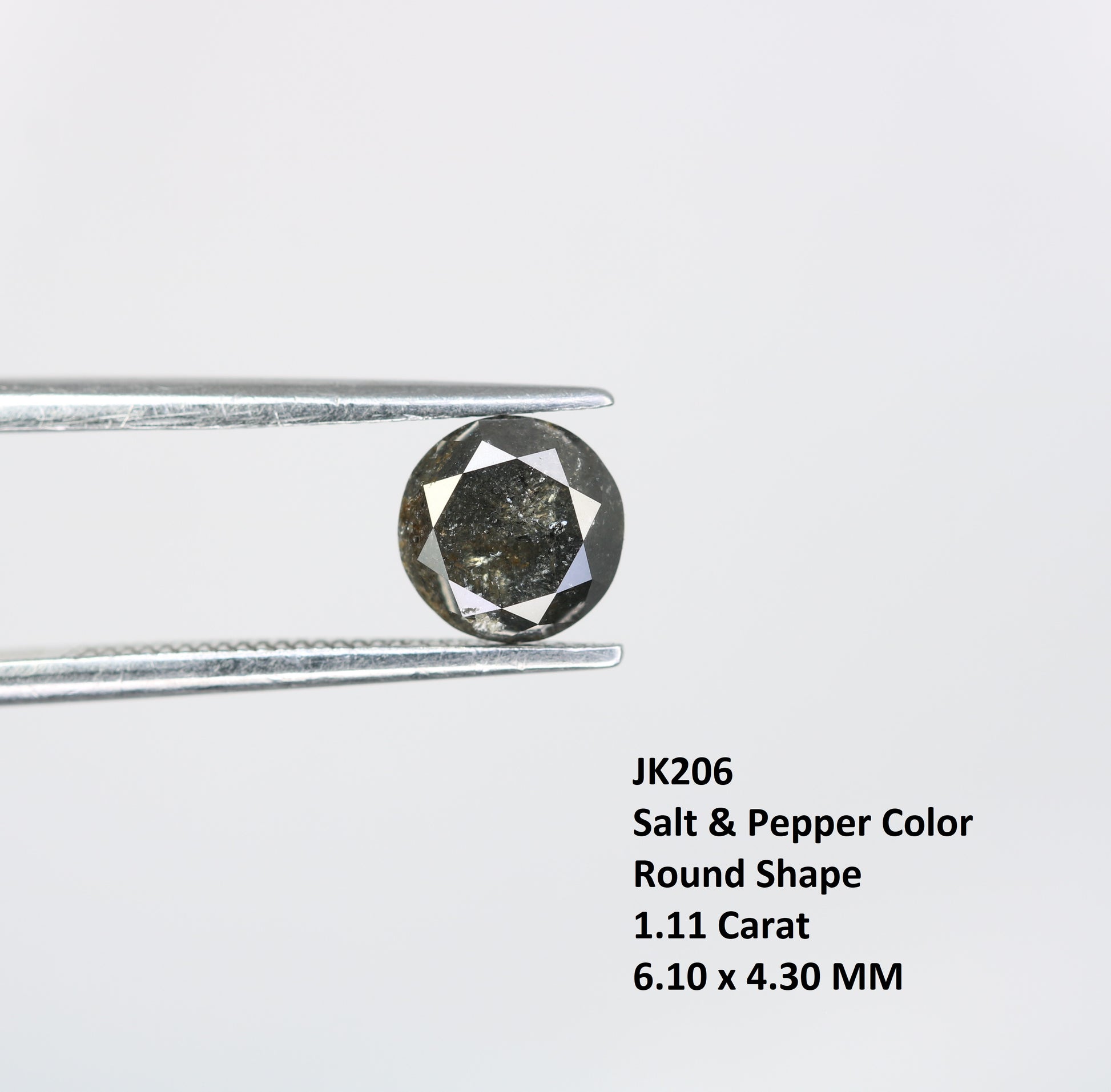1.11 CT Salt and Pepper Round Brilliant Cut Diamond For Engagement Ring - JayKrishna Diamond