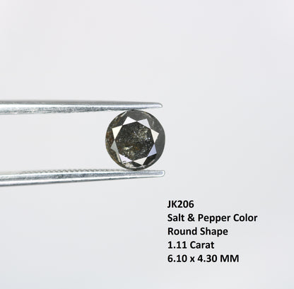 1.11 CT Salt and Pepper Round Brilliant Cut Diamond For Engagement Ring - JayKrishna Diamond