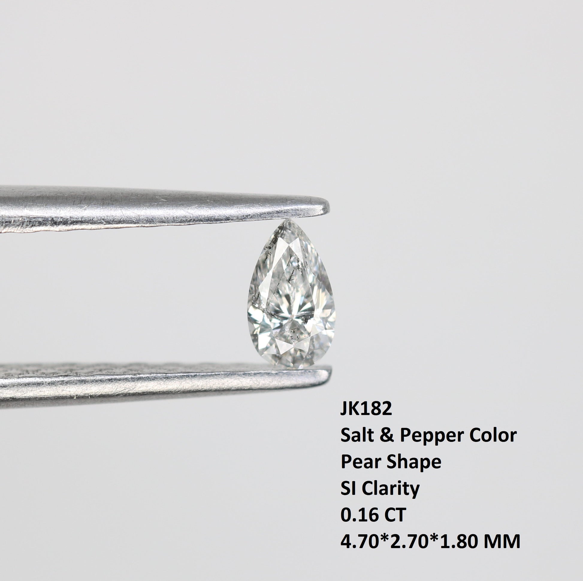 0.16 CT Natural Salt and Pepper Pear Shape Diamond - Perfect for Engagement Rings, Necklaces, Earrings, and Bracelets - JayKrishna Diamond