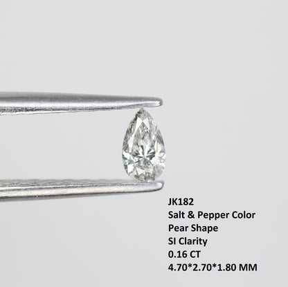 0.16 CT Natural Salt and Pepper Pear Shape Diamond - Perfect for Engagement Rings, Necklaces, Earrings, and Bracelets - JayKrishna Diamond