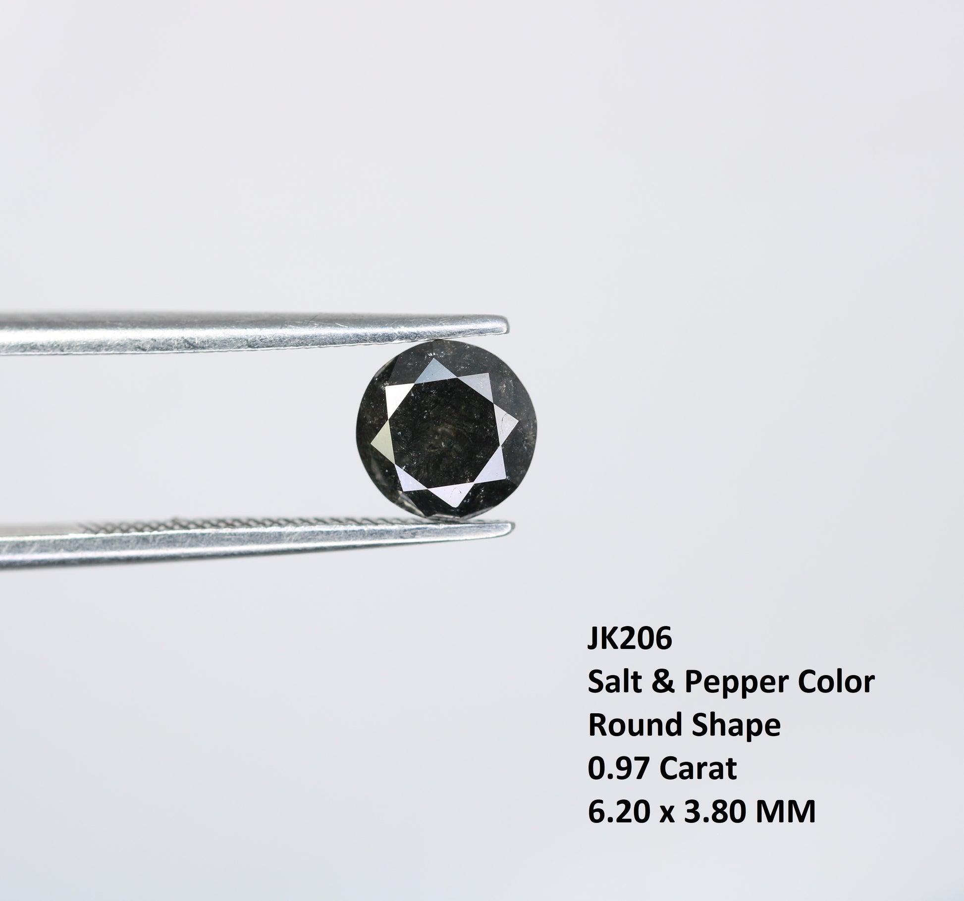 0.97 CT Salt and Pepper Round Brilliant Cut Diamond For Engagement Ring - JayKrishna Diamond