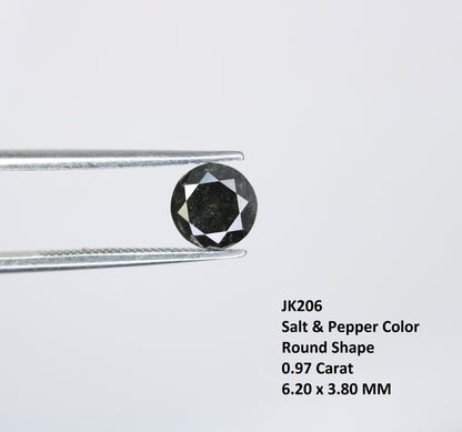 0.97 CT Salt and Pepper Round Brilliant Cut Diamond For Engagement Ring - JayKrishna Diamond