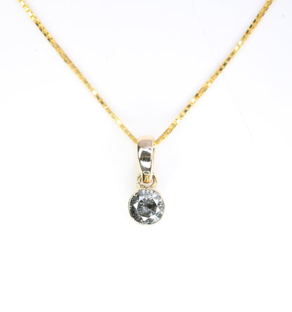 Loose Salt And Pepper Diamond Pendant Bezel Setting With 10K Gold Chain Necklace Gift For Her - JayKrishna Diamond