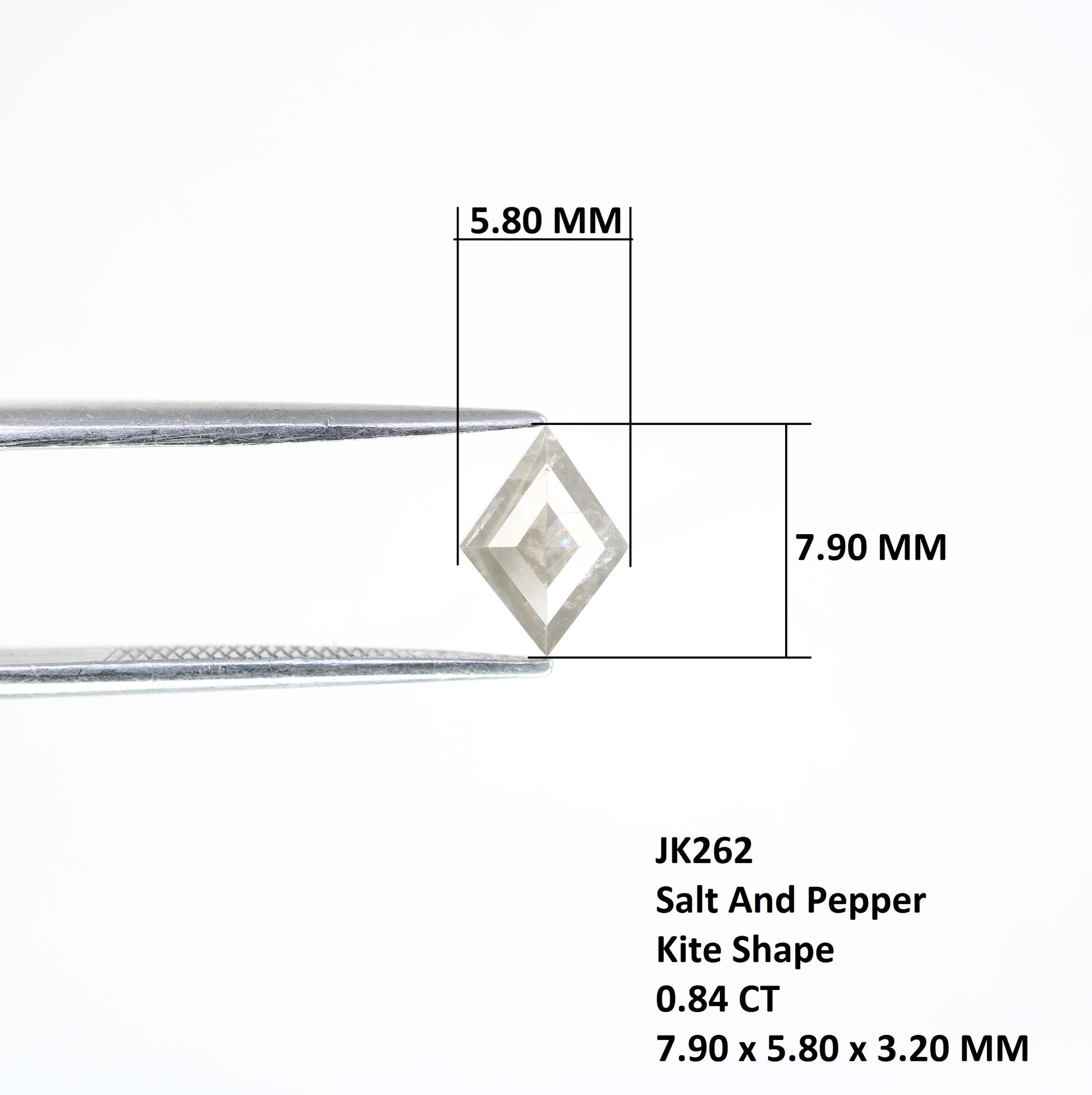 0.84 Carat Natural Salt And Pepper Loose Kite Cut Diamond For Promise Ring - JayKrishna Diamond