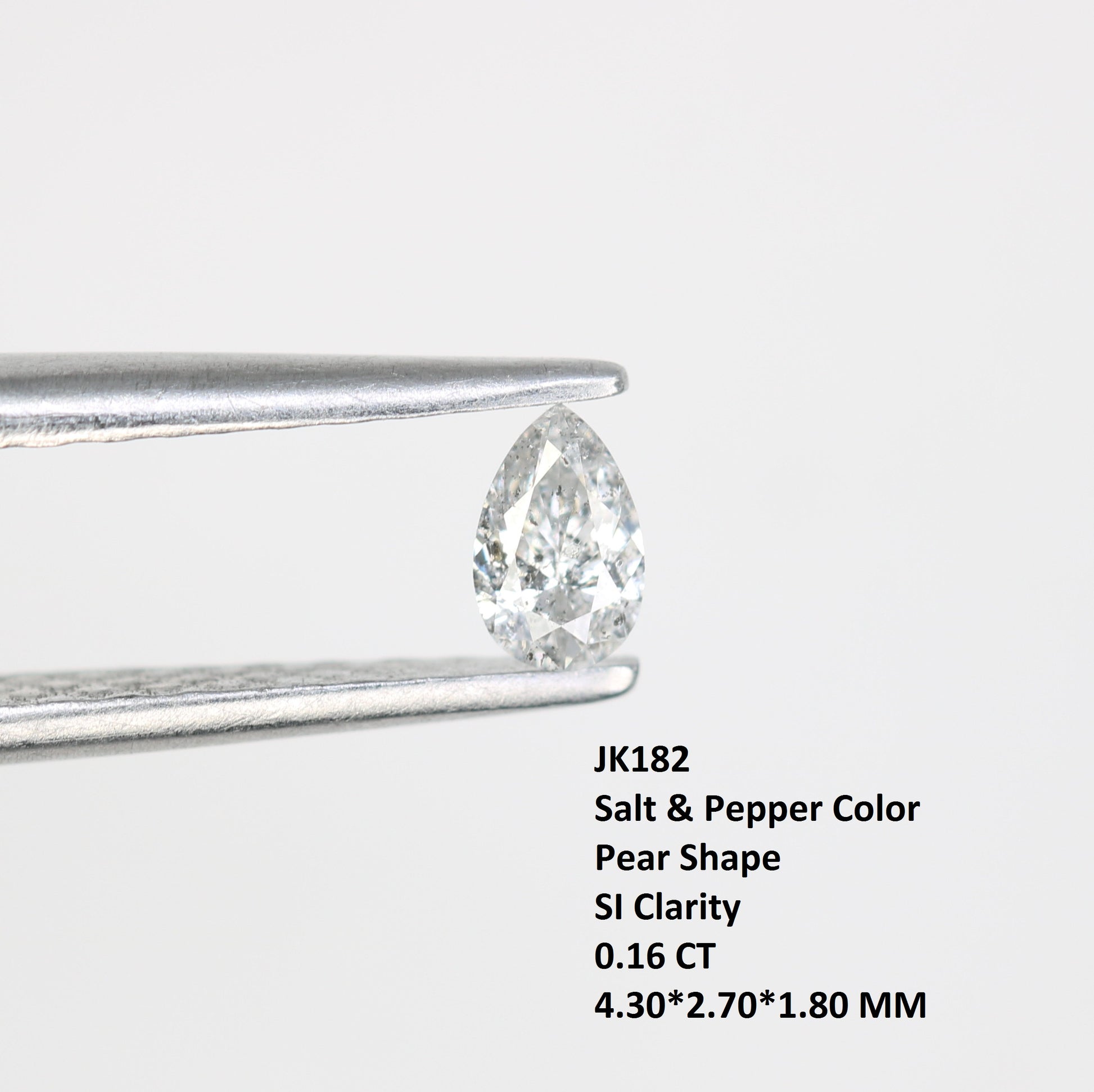 0.16 CT Salt and Pepper Pear Cut Natural Loose Diamond - Perfect for Engagement Rings and Custom Jewelry - JayKrishna Diamond