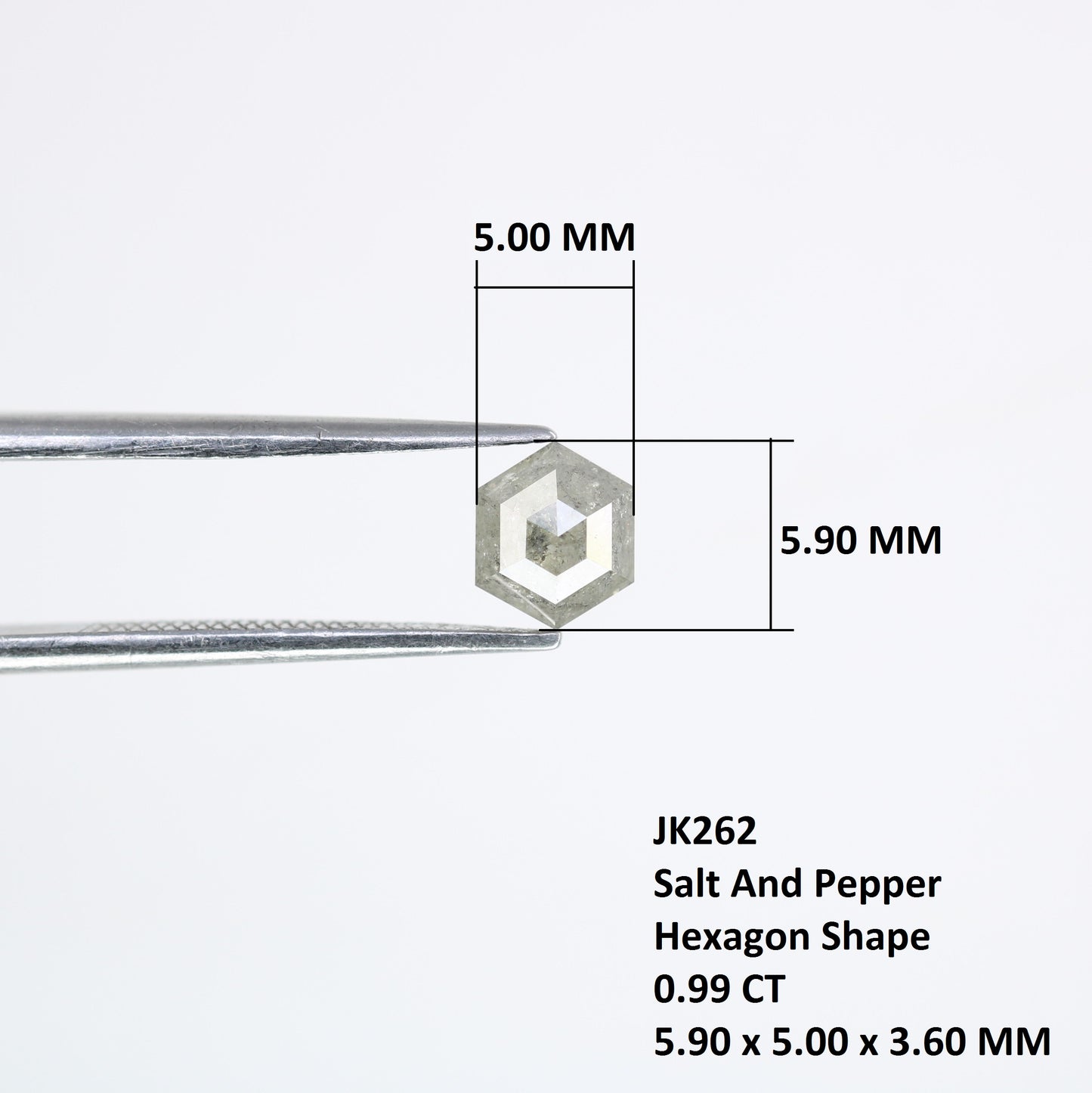 0.99 Carat Hexagon Shaped Loose Salt And Pepper Diamond For Engagement Ring - JayKrishna Diamond