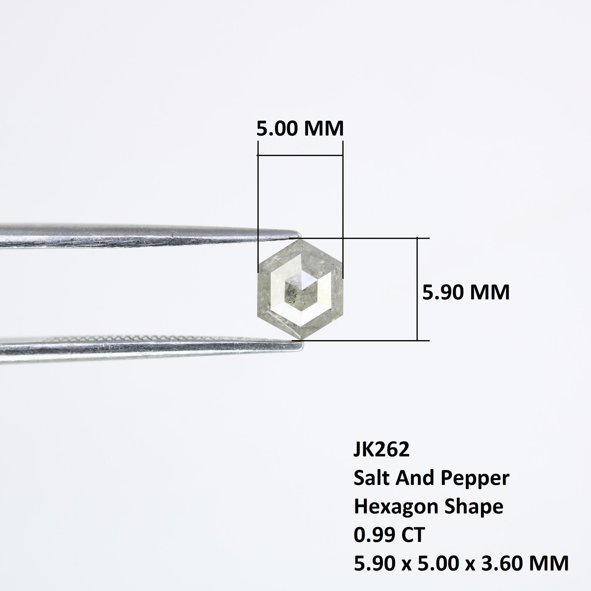 0.99 Carat Hexagon Shaped Loose Salt And Pepper Diamond For Engagement Ring - JayKrishna Diamond