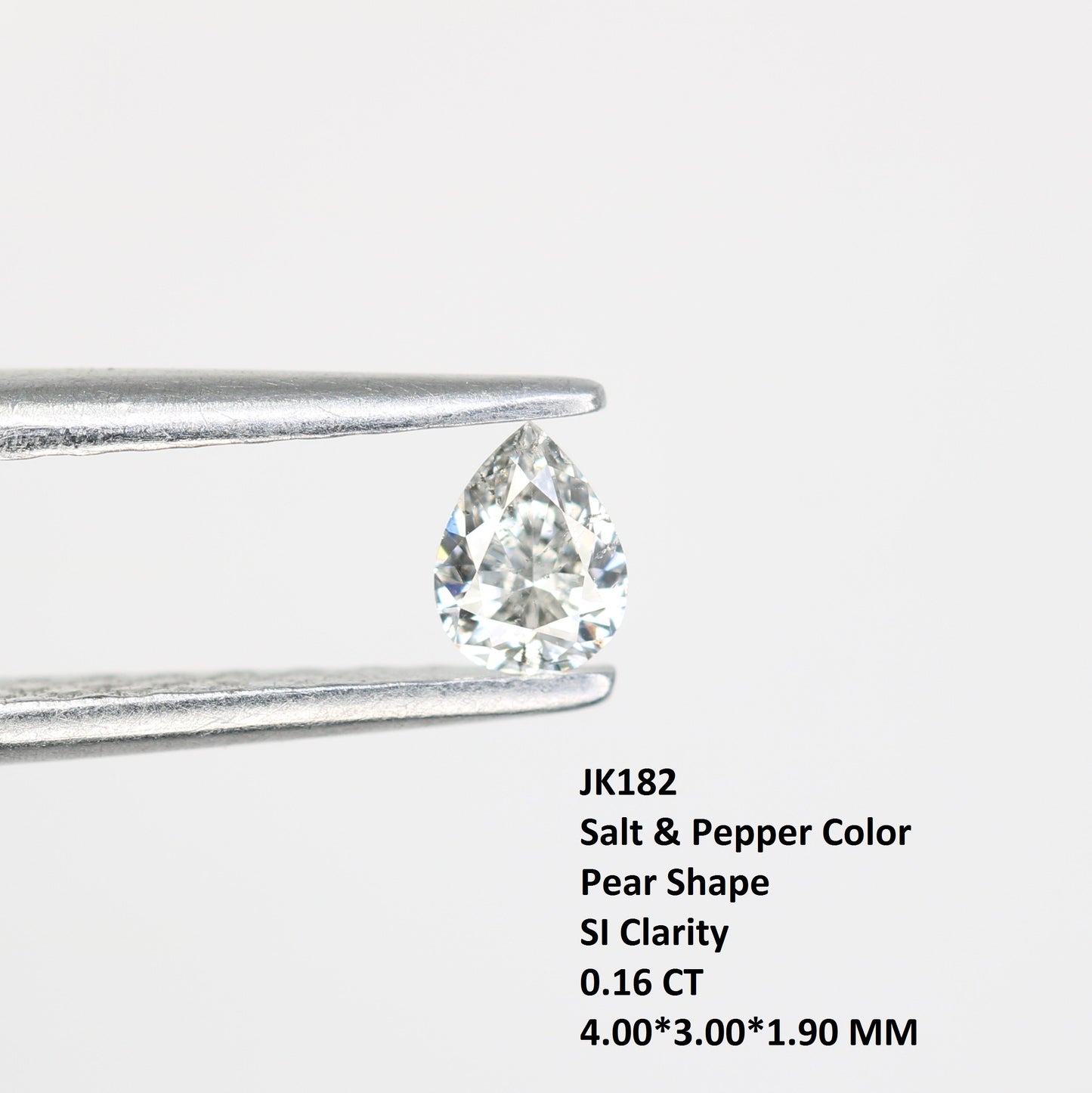 0.16 CT Pear Cut Salt and Pepper Loose Diamond - Ideal for Engagement Rings & Custom Jewelry - JayKrishna Diamond