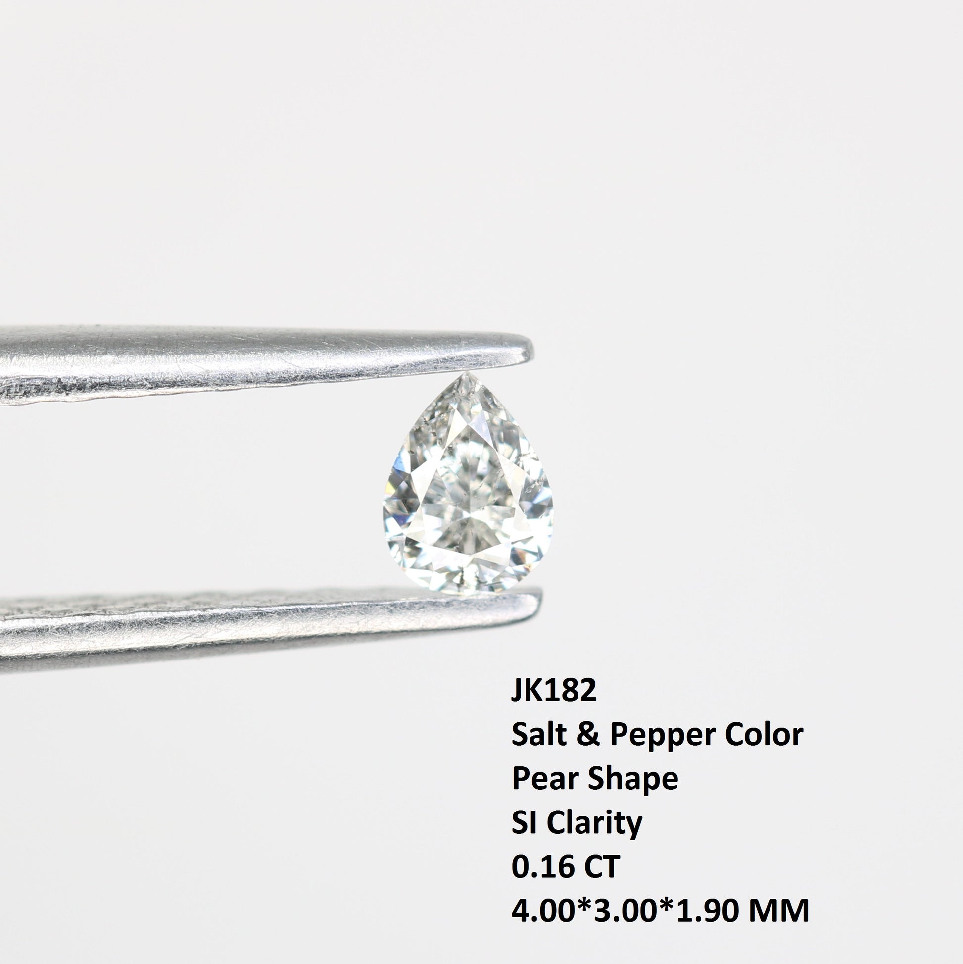 0.16 CT Pear Cut Salt and Pepper Loose Diamond - Ideal for Engagement Rings & Custom Jewelry - JayKrishna Diamond