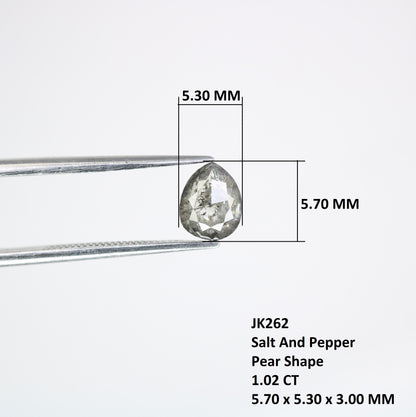 1.02 Carat Loose Pear Shaped Natural Salt And Pepper Diamond For Wedding Ring - JayKrishna Diamond