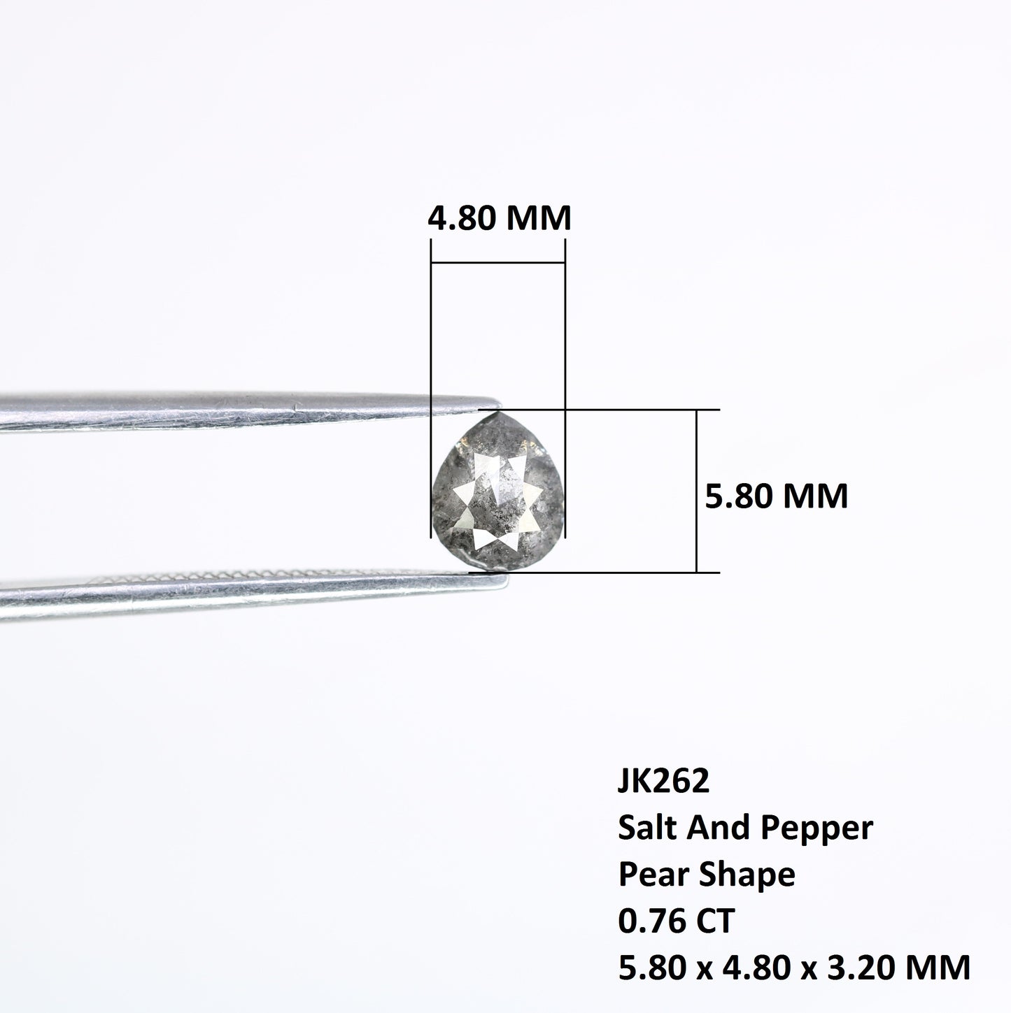 0.76 Carat Natural Pear Shaped Salt And Pepper Loose Diamond For Wedding Ring - JayKrishna Diamond