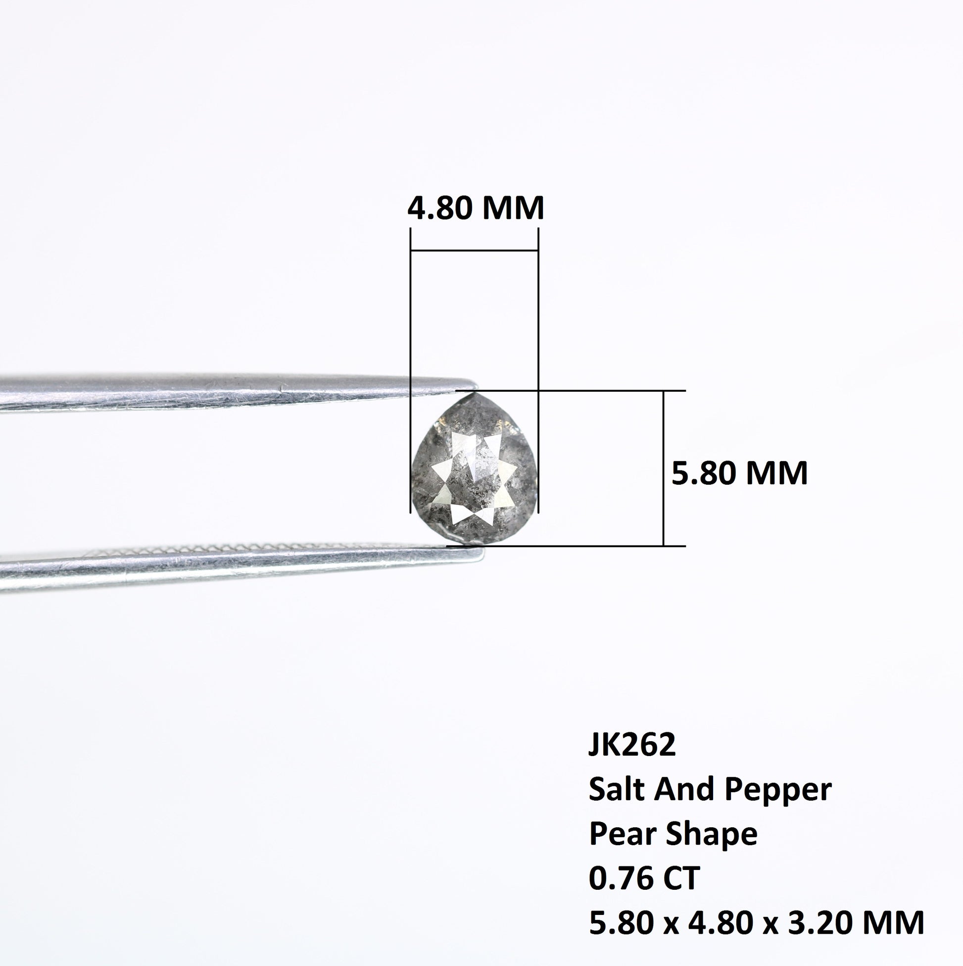 0.76 Carat Natural Pear Shaped Salt And Pepper Loose Diamond For Wedding Ring - JayKrishna Diamond