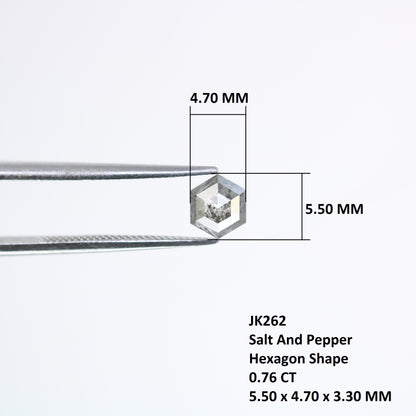 0.76 Carat Salt And Pepper Loose Natural Hexagon Shaped Diamond For Wedding Ring - JayKrishna Diamond