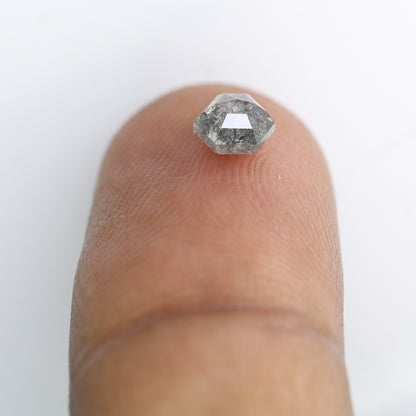 0.76 Carat Salt And Pepper Loose Natural Hexagon Shaped Diamond For Wedding Ring - JayKrishna Diamond