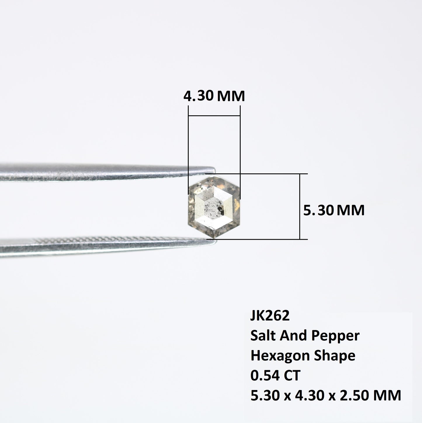 0.54 CT Loose Salt And Pepper Hexagon Shaped Diamond For Galaxy Ring - JayKrishna Diamond