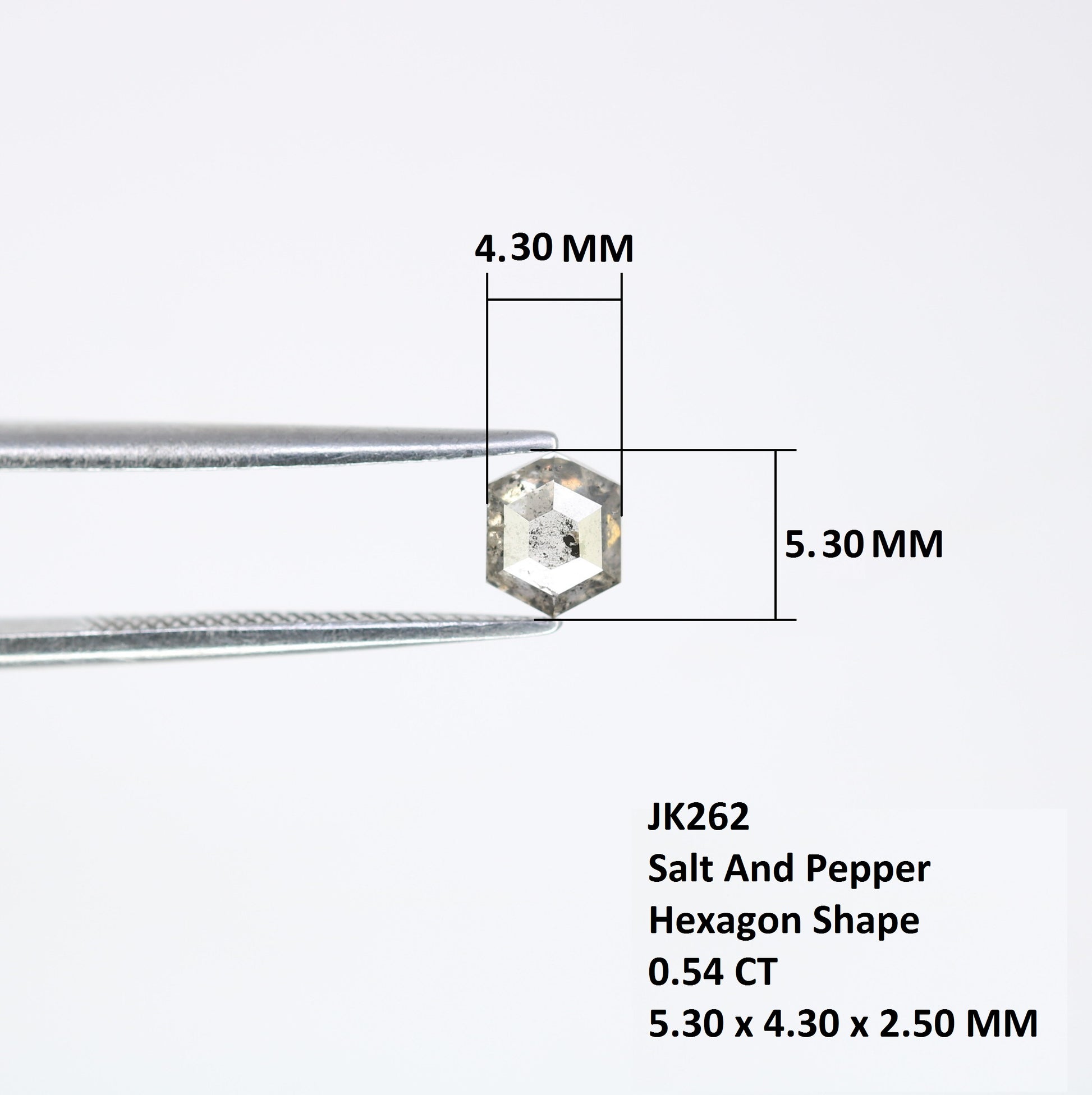 0.54 CT Loose Salt And Pepper Hexagon Shaped Diamond For Galaxy Ring - JayKrishna Diamond
