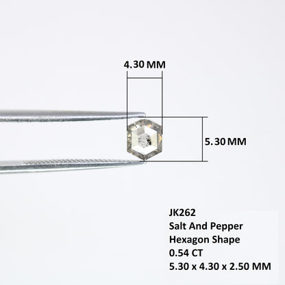 0.54 CT Loose Salt And Pepper Hexagon Shaped Diamond For Galaxy Ring - JayKrishna Diamond