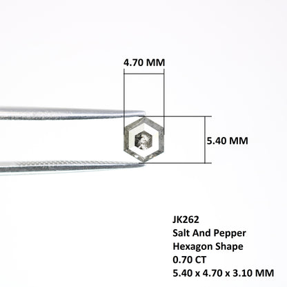 0.70 Carat Loose Hexagon Shaped Natural Salt And Pepper Diamond For Wedding Ring - JayKrishna Diamond