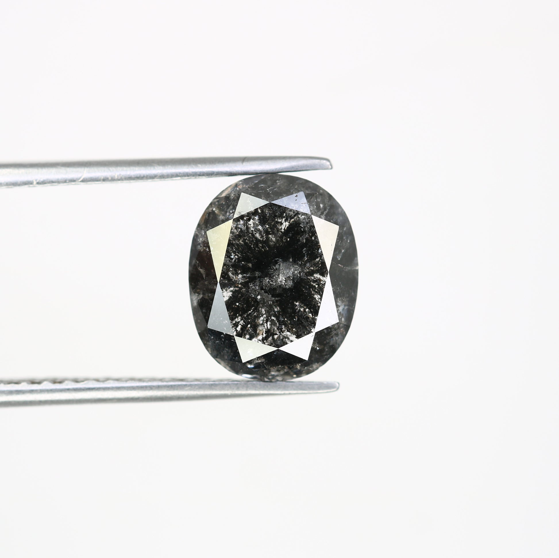 3.84 CT Natural Oval Shape Salt and Pepper Diamond For Engagement Ring - JayKrishna Diamond
