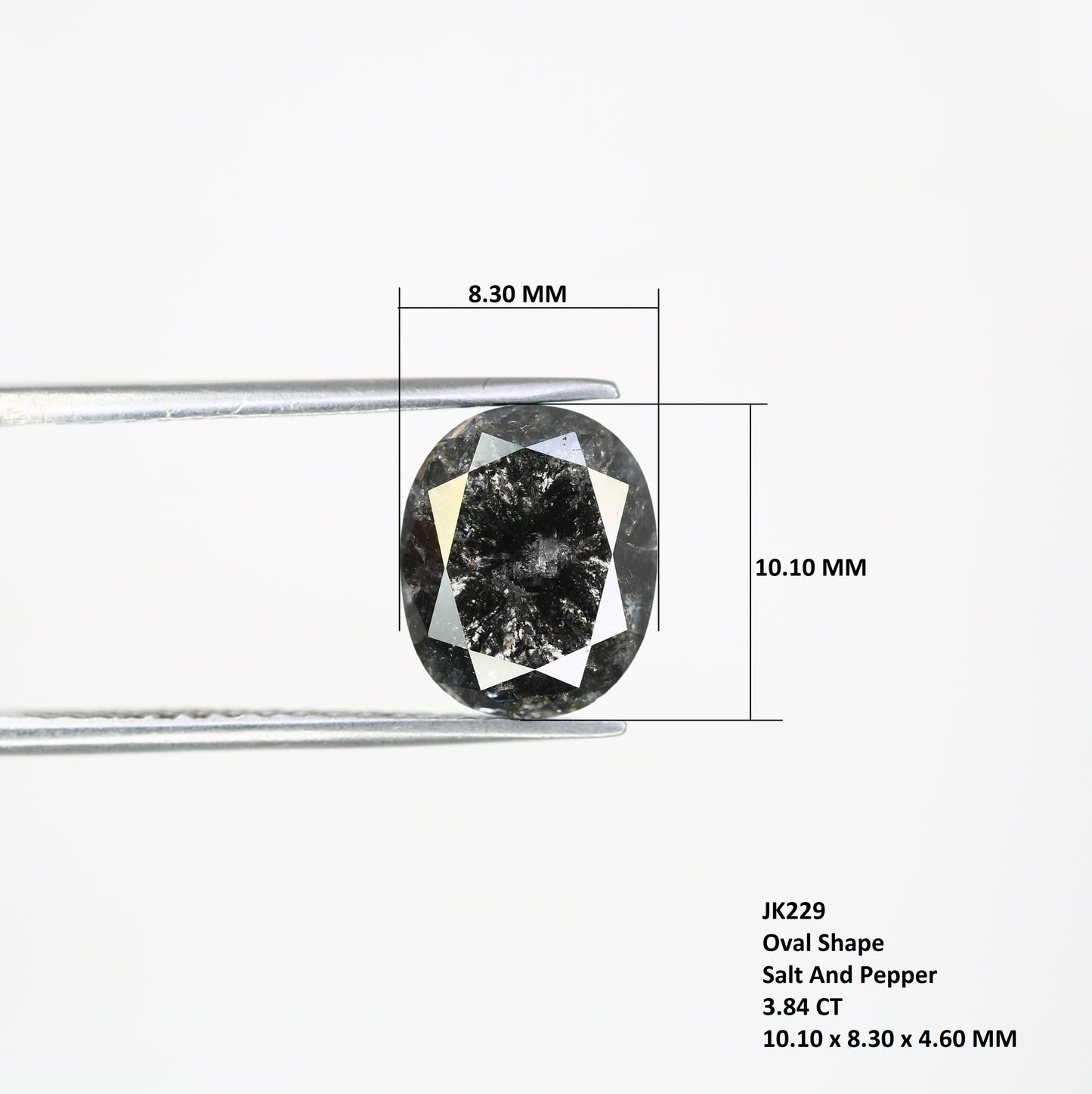 3.84 CT Natural Oval Shape Salt and Pepper Diamond For Engagement Ring - JayKrishna Diamond